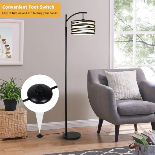 Modern Black Arc Floor Lamp with Smart Bulb