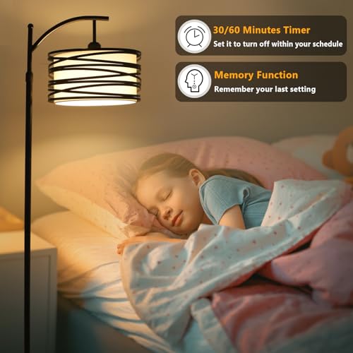 Modern Black Arc Floor Lamp with Smart Bulb