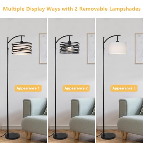 Modern Black Arc Floor Lamp with Smart Bulb
