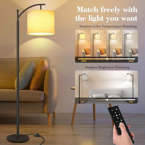 Adjustable Arc Floor Lamp, Remote Control, LED Bulb