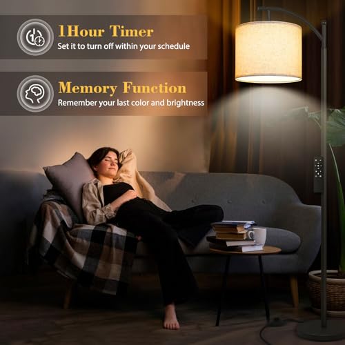 Adjustable Arc Floor Lamp, Remote Control, LED Bulb