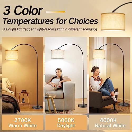 Modern LED Arc Floor Lamp with 3 Color Temperatures