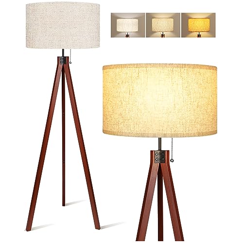 Isloys Wood Tripod Floor Lamp, 3 Color Temperatures