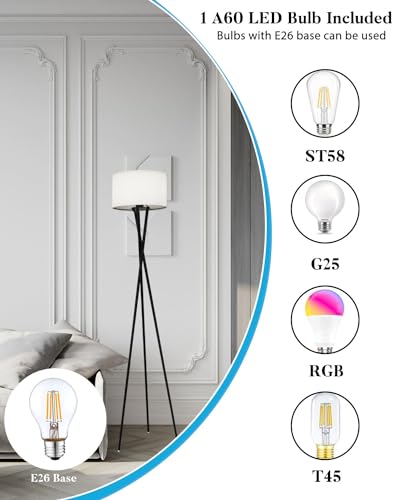 Black Tripod Floor Lamp, Vintage Modern Tall Standing Lamp