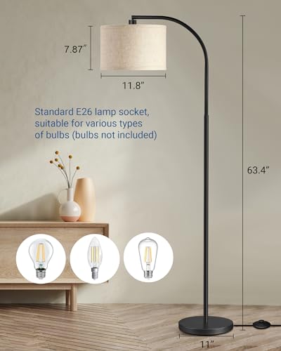 DEWENWILS Black Arched Floor Lamp, Industrial Style