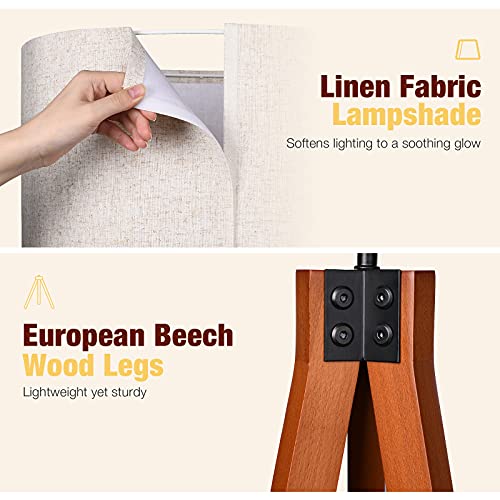 Isloys Wood Tripod Floor Lamp, 3 Color Temperatures