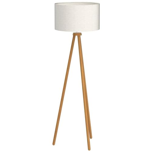 LEPOWER Wood Tripod Floor Lamp with Flaxen Shade