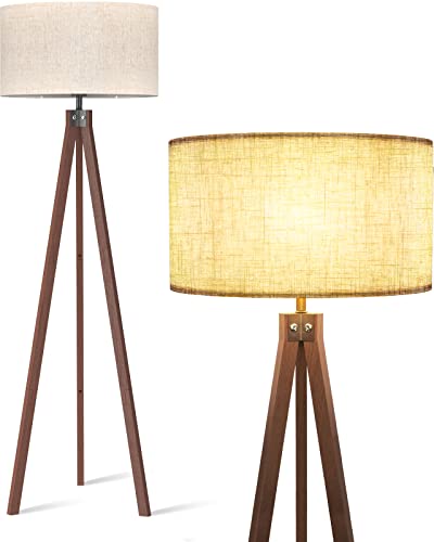 Mid Century Wood Tripod Floor Lamp, Modern Design