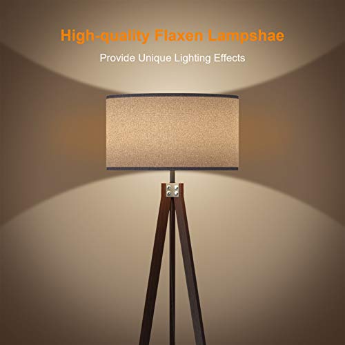 LEPOWER Wood Tripod Floor Lamp - Modern Design