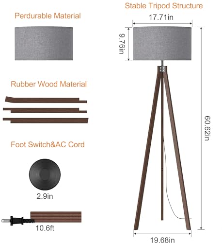 LEPOWER Wood Tripod Floor Lamp - Modern Design