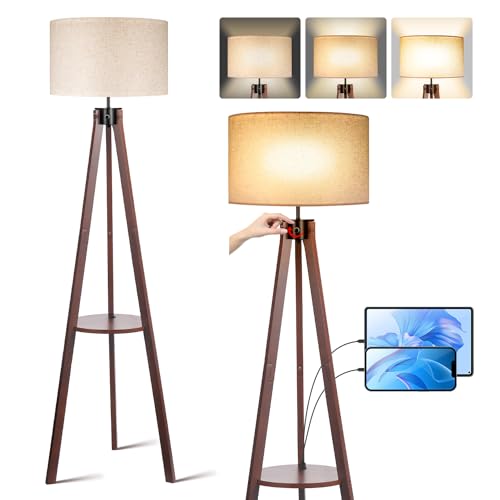 Modern Dimmable Tripod Floor Lamp with USB Charging Port