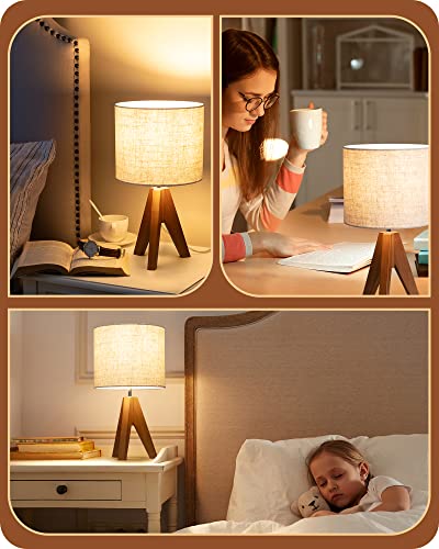 Small Tripod Table Lamp with Linen Beige Shade