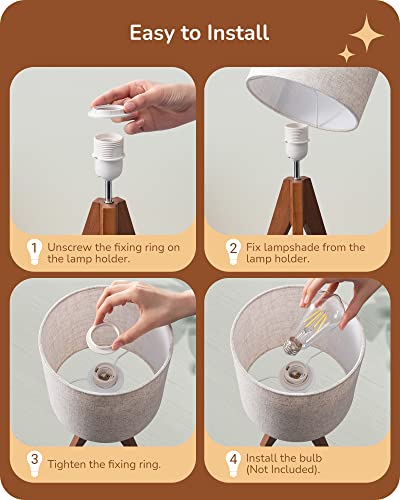 Small Tripod Table Lamp with Linen Beige Shade