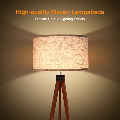 LEPOWER Wood Tripod Floor Lamp, Mid Century Design