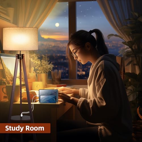 Modern Dimmable Tripod Floor Lamp with USB Charging Port