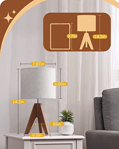 Small Tripod Table Lamp with Linen Beige Shade