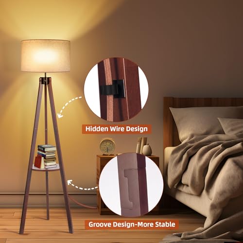 Modern Dimmable Tripod Floor Lamp with USB Charging Port