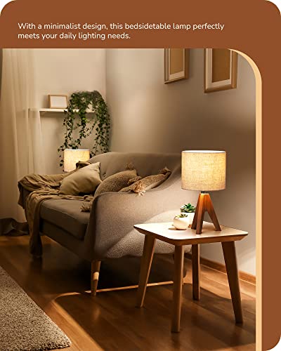 Small Tripod Table Lamp with Linen Beige Shade