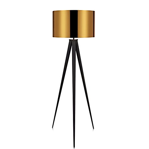Modern LED Tripod Floor Lamp, Drum Shade, 60