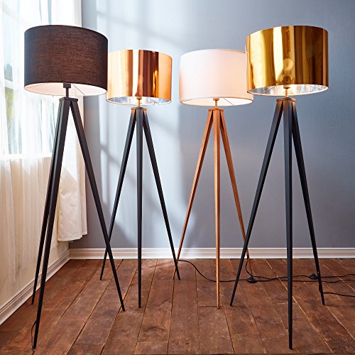 Modern LED Tripod Floor Lamp, Drum Shade, 60