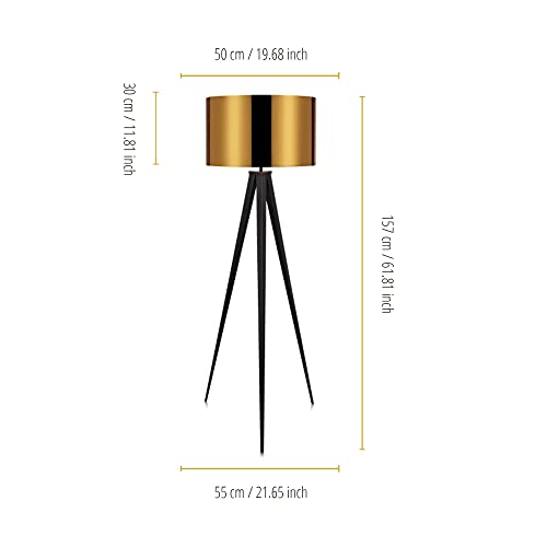 Modern LED Tripod Floor Lamp, Drum Shade, 60