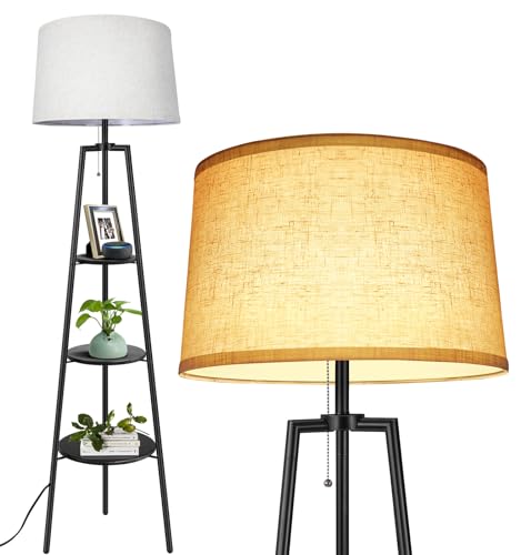 OUTON Tripod Floor Lamp with Shelves, 3 Color Temperatures