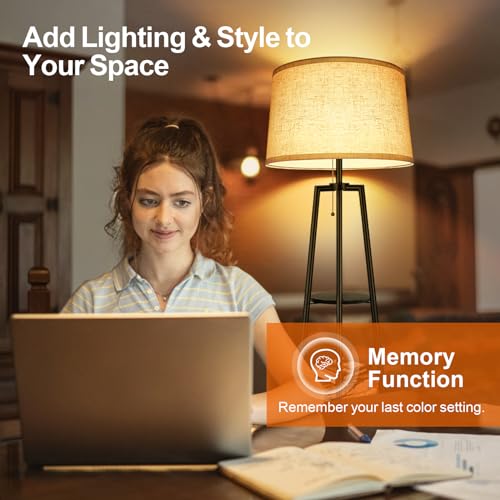 OUTON Tripod Floor Lamp with Shelves, 3 Color Temperatures