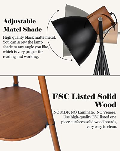 Modern Dimmable Floor Lamp with Table, Adjustable Metal Shade