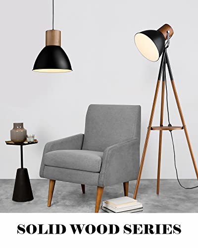 Modern Dimmable Floor Lamp with Table, Adjustable Metal Shade