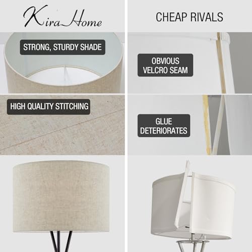 60" Modern Tripod LED Floor Lamp, Honey Beige