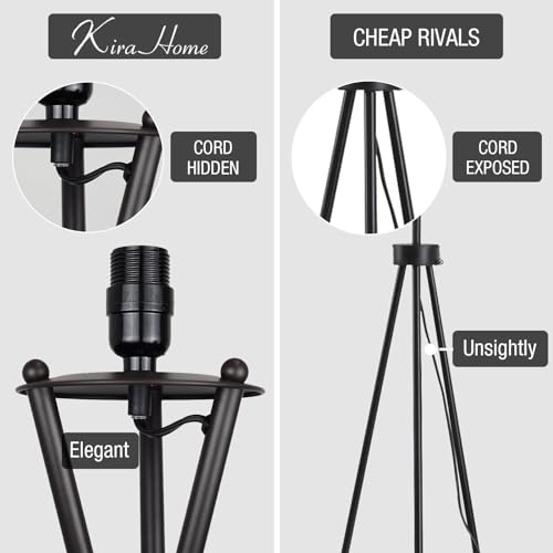 60" Modern Tripod LED Floor Lamp, Honey Beige