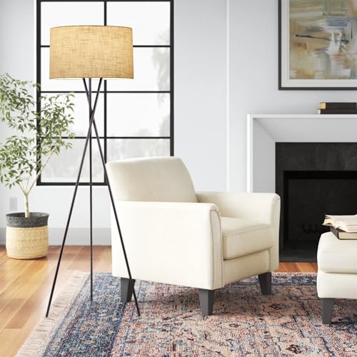 60" Modern Tripod LED Floor Lamp, Honey Beige