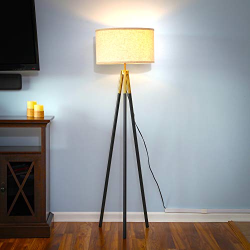 Brightech Levi LED Floor Lamp, Black/Gold, Stylish Room Lighting