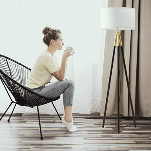 Brightech Levi LED Floor Lamp, Black/Gold, Stylish Room Lighting