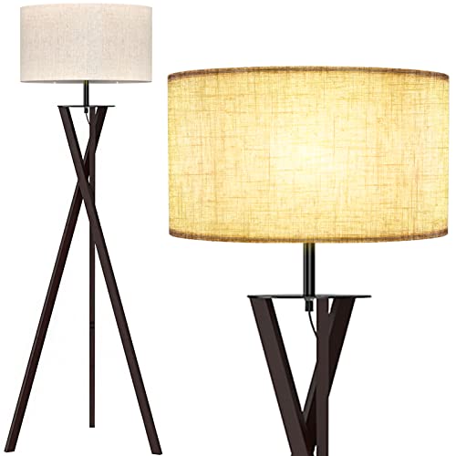 LEPOWER Tripod Floor Lamp with Flaxen Shade