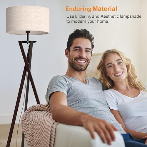 LEPOWER Tripod Floor Lamp with Flaxen Shade