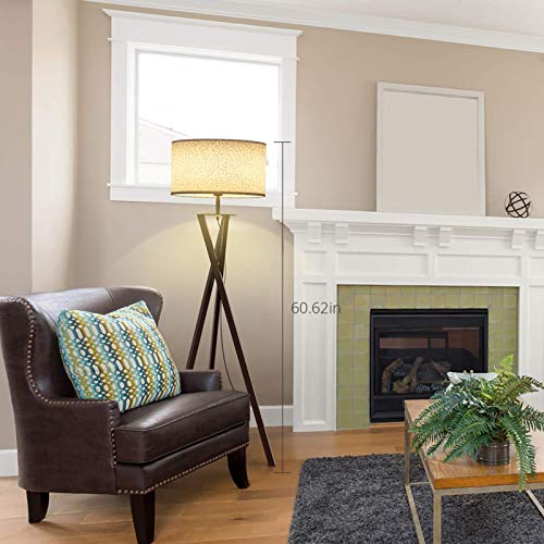 LEPOWER Tripod Floor Lamp with Flaxen Shade