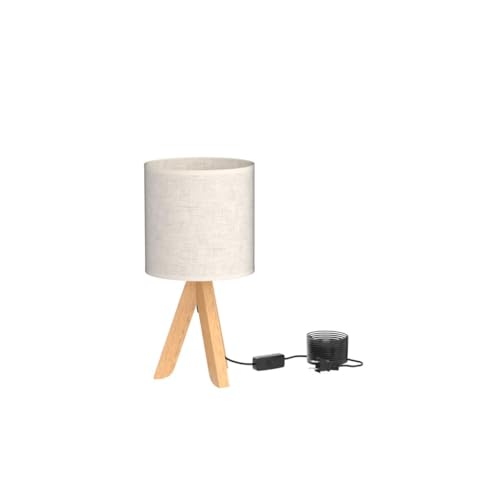 HAITRAL Small Wooden Tripod Table Lamp - 13.4