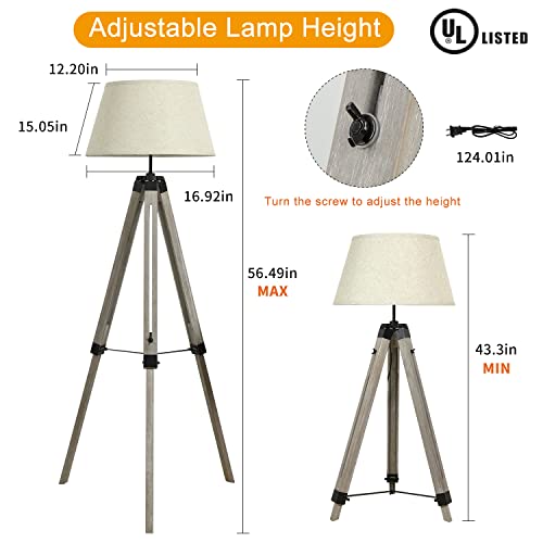 DINGLILIGHTING Led Tripod Floor Lamp Rustic Farmhouse Style
