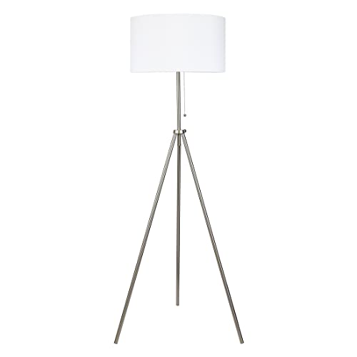 Adjustable Tripod Floor Lamp with Metal Body & Linen Shade