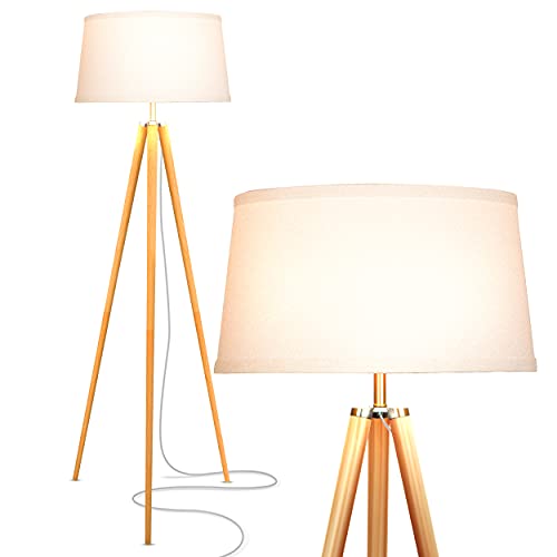 Brightech Emma LED Floor Lamp with Wood Legs