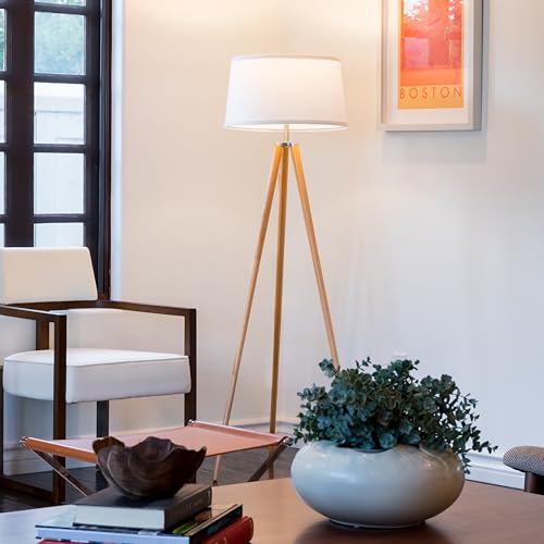 Brightech Emma LED Floor Lamp with Wood Legs
