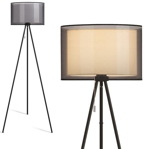 KDG Modern Tall Tripod Floor Lamp with Fabric Lampshade