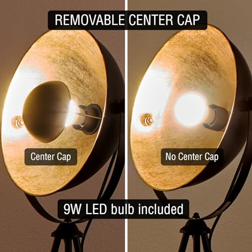 Modern Industrial Tripod LED Floor Lamp with Leather Legs