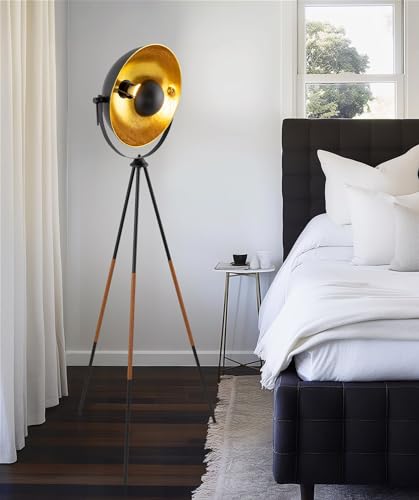 Modern Industrial Tripod LED Floor Lamp with Leather Legs