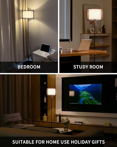 KDG Modern Tall Tripod Floor Lamp with Fabric Lampshade