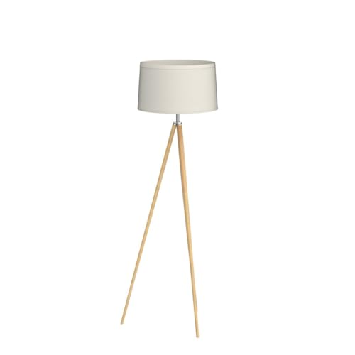 Kira Home Grace 60.5" Mid Century Modern Tripod LED Floor Lamp + Energy Efficient 9W Bulb, Wooden Tripod Legs + White Shade