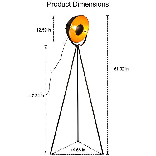 COSYLUX Industrial Tripod Floor Lamp for Living Room, Modern Satellite Tall Standing Lamps for Bedrooms Black Gold (No Bulbs)