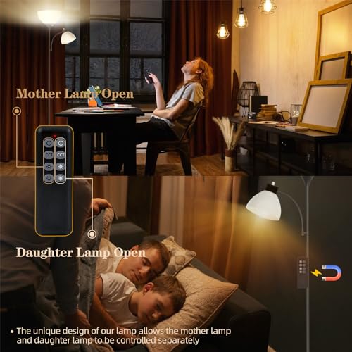 GERGO Led Floor Lamp, Super Bright 11W+7W 2100LM Torchiere Floor Lamps for Living Room, Stepless Adjustable 3000K-6000K Temperatures with Remote Control for Bedroom