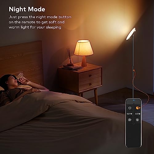 WOWLUMEN Floor Lamp,Bright 36W 3500LM Standing Lamp with Remote, 2700K Soft White to 6500K Cool White Adjustable,Touch Control Dimmable Torchiere Tall Lamp for Living Room,Bedroom,Office,Sofa(Black)